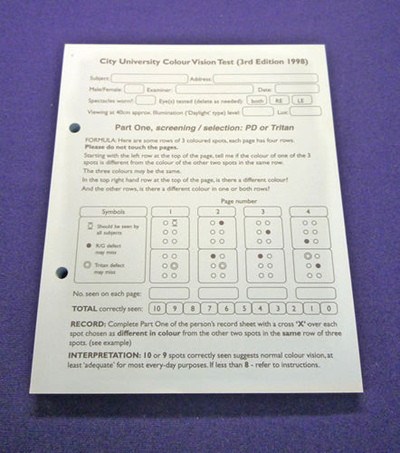 Charts for City Colour Test